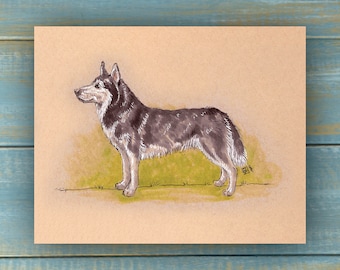 Vintage Siberian Husky Art Print - Vintage Pets Series - Hand Drawn Art - Dogs / Puppies / Poster Wall Art / Dog lover art