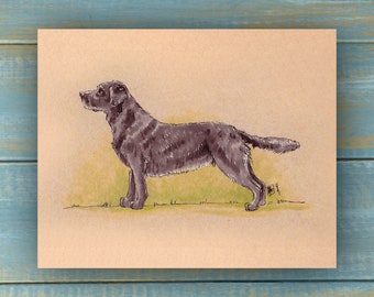 Vintage Black Lab Art Print - Serie Vintage Pets - Arte dibujado a mano - Perros / Cachorros / Poster Wall Art / Arte amante de los perros