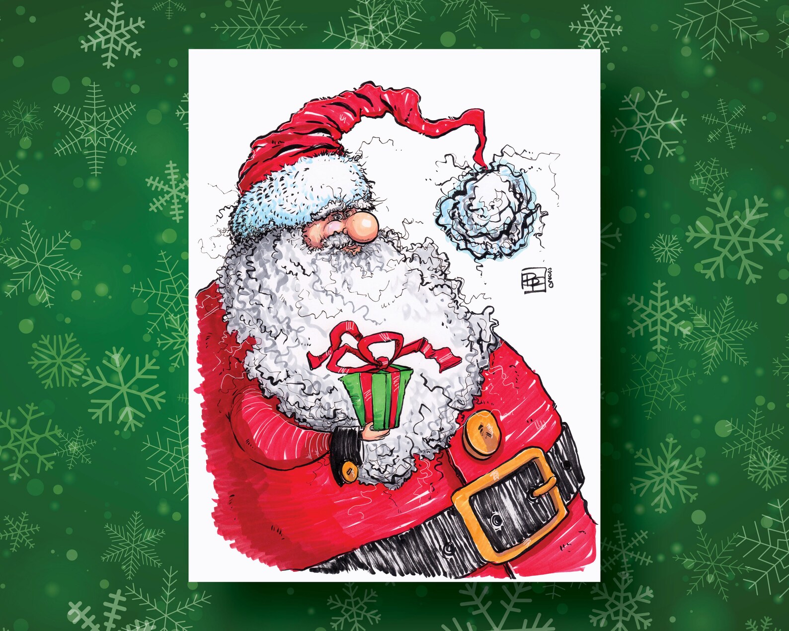 A Silly Santa Art Print Hand Drawn Art Christmas / Fun / Etsy