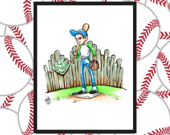 The Jet Art Print - Ręcznie rysowana sztuka - Dzieci / Chłopcy / Dzieci / Baseball / Kultura popularna / Urocza sztuka do pokoju dziecięcego