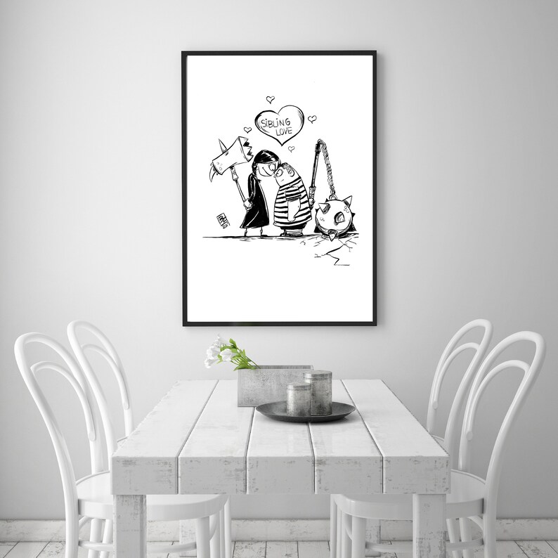 Sibling Rivalry Art Print Hand Drawn Art Pop Culture / - Etsy