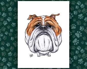 Bulldog Art Print - The Goodest Pups Series - Hand Drawn Art - Dogs / Puppies / Animals / Dog lover art