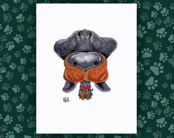Dachshund Art Print - The Goodest Pups Series - Arte dibujado a mano - Perros / Cachorros / Animales / Arte amante de los perros