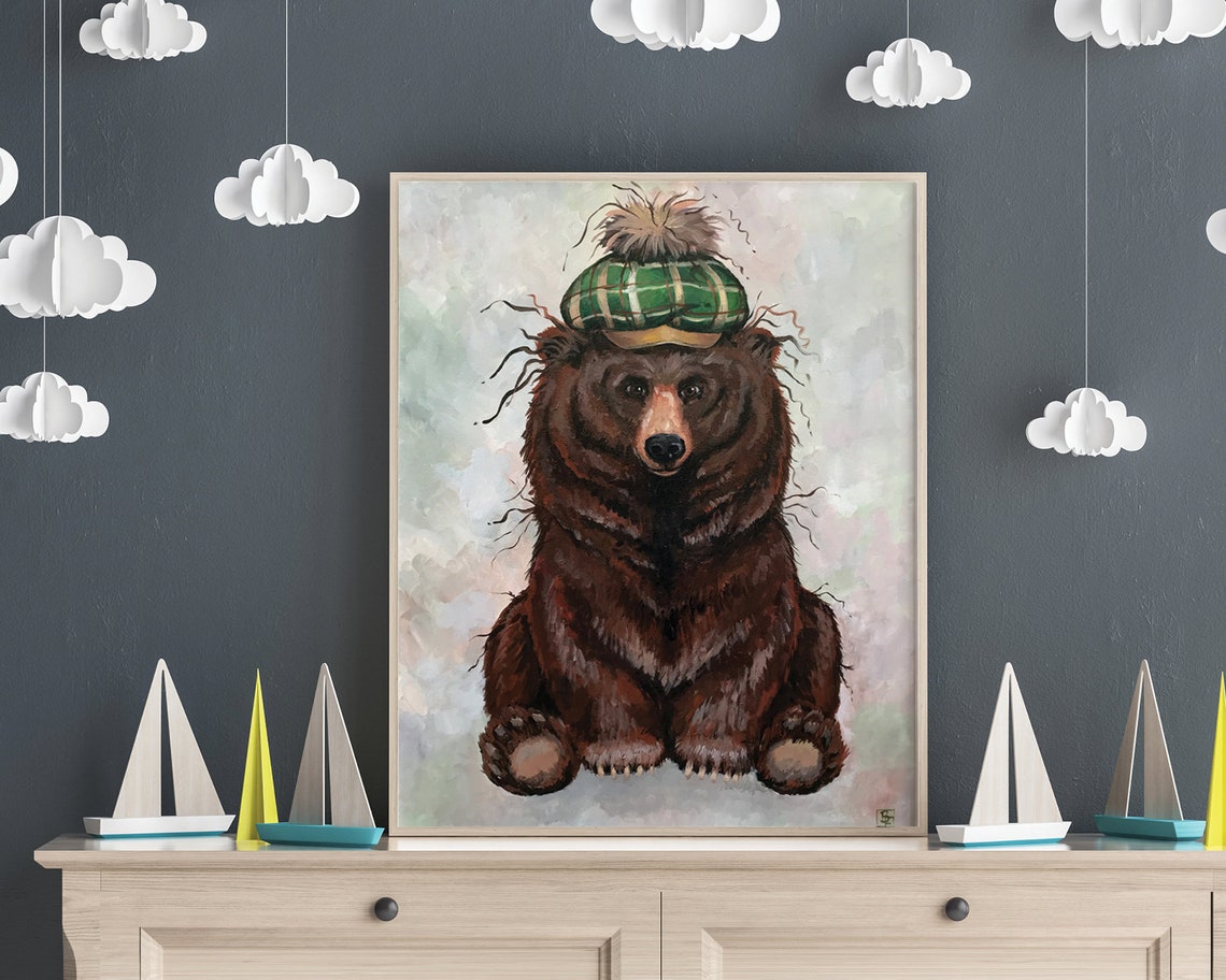 A Gentleman Bear Fine Art Print Hand Painted Art Animal - Etsy