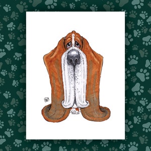 Basset Hound Art Print - The Goodest Pups Series - Hand Drawn Art - Dogs / Puppies / Animals / Dog lover art