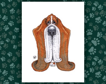 Basset Hound Art Print - The Goodest Pups Series - Hand Drawn Art - Dogs / Puppies / Animals / Dog lover art