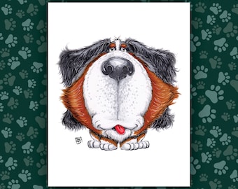 Bernese Mountain Dog Art Print - The Goodest Pups Series - Arte dibujado a mano - Perros / Cachorros / Animales / Arte amante de los perros