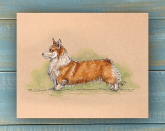 Vintage Corgi Art Print - Vintage Pets Series - Hand Drawn Art - Dogs / Puppies / Poster Wall Art / Dog lover art