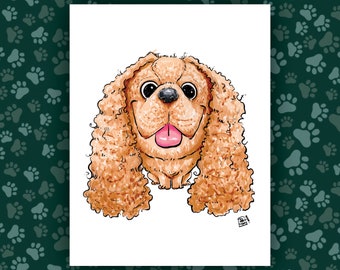 Cocker Spaniel Art Print - Life's a Treat - The Goodest Pups Series - Hand Drawn Art - Dogs / Puppies / Animals / Dog lover art