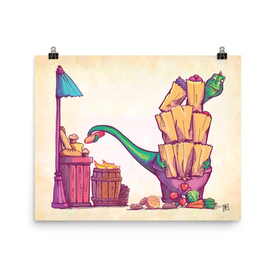 Simon Goes To The Market Art Print High Quality Matte Finish Multiple Sizes Kids Nursery Art Food Market Cute Adorable Art