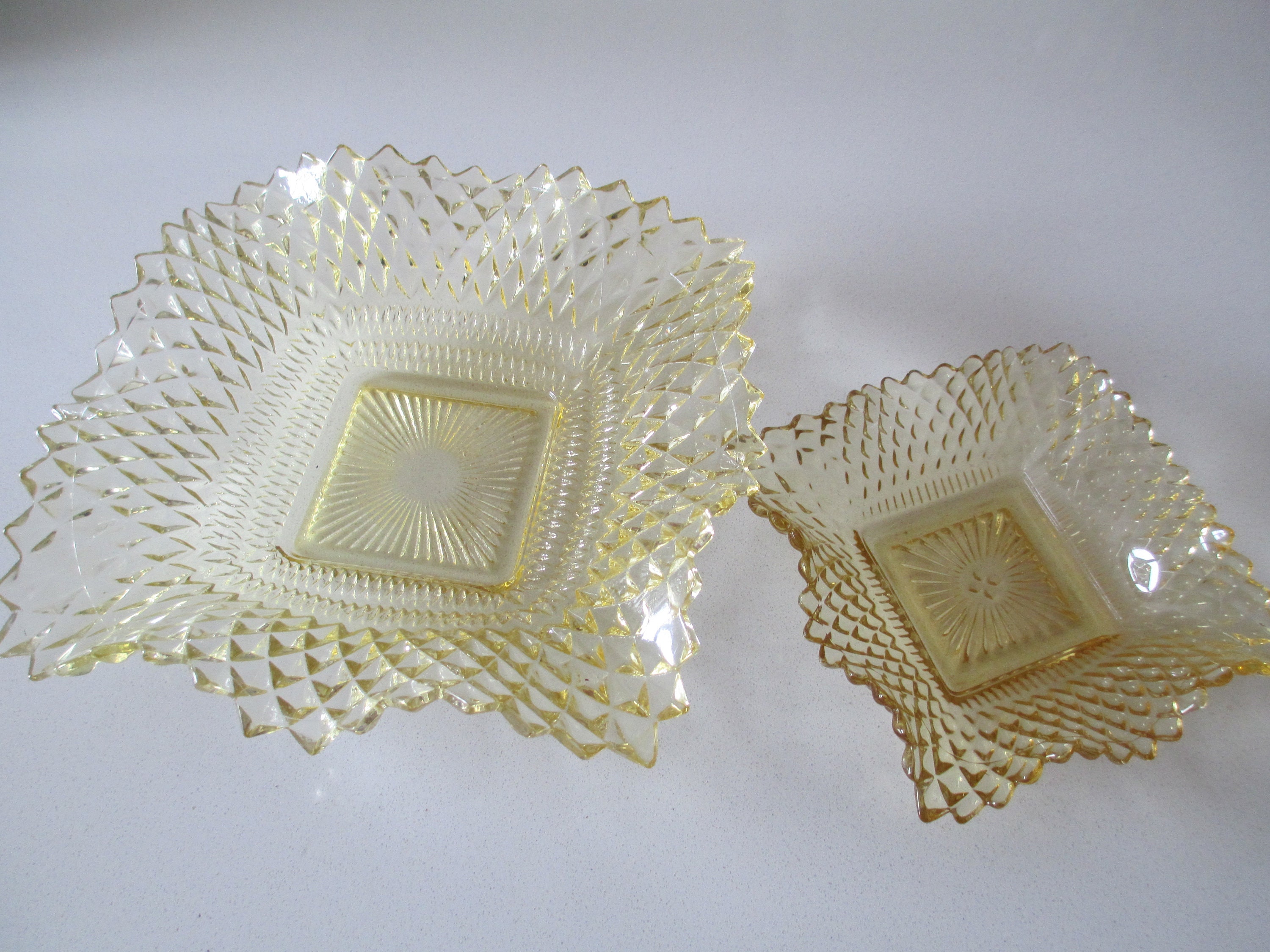 YELLOW DEPRESSION GLASS Yellow Depression Glass Pair Yellow Etsy