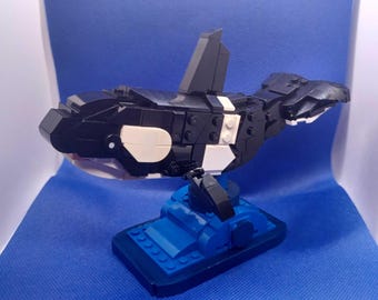 Black and White Orca Whale With Molded Spots & Printed Eyes