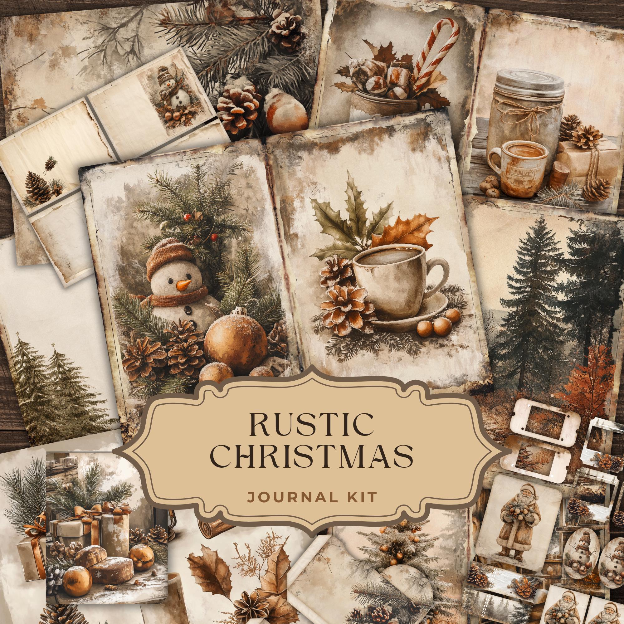 Rustic Christmas Junk Journal Kit: Vintage Holiday Ephemera (digital ...