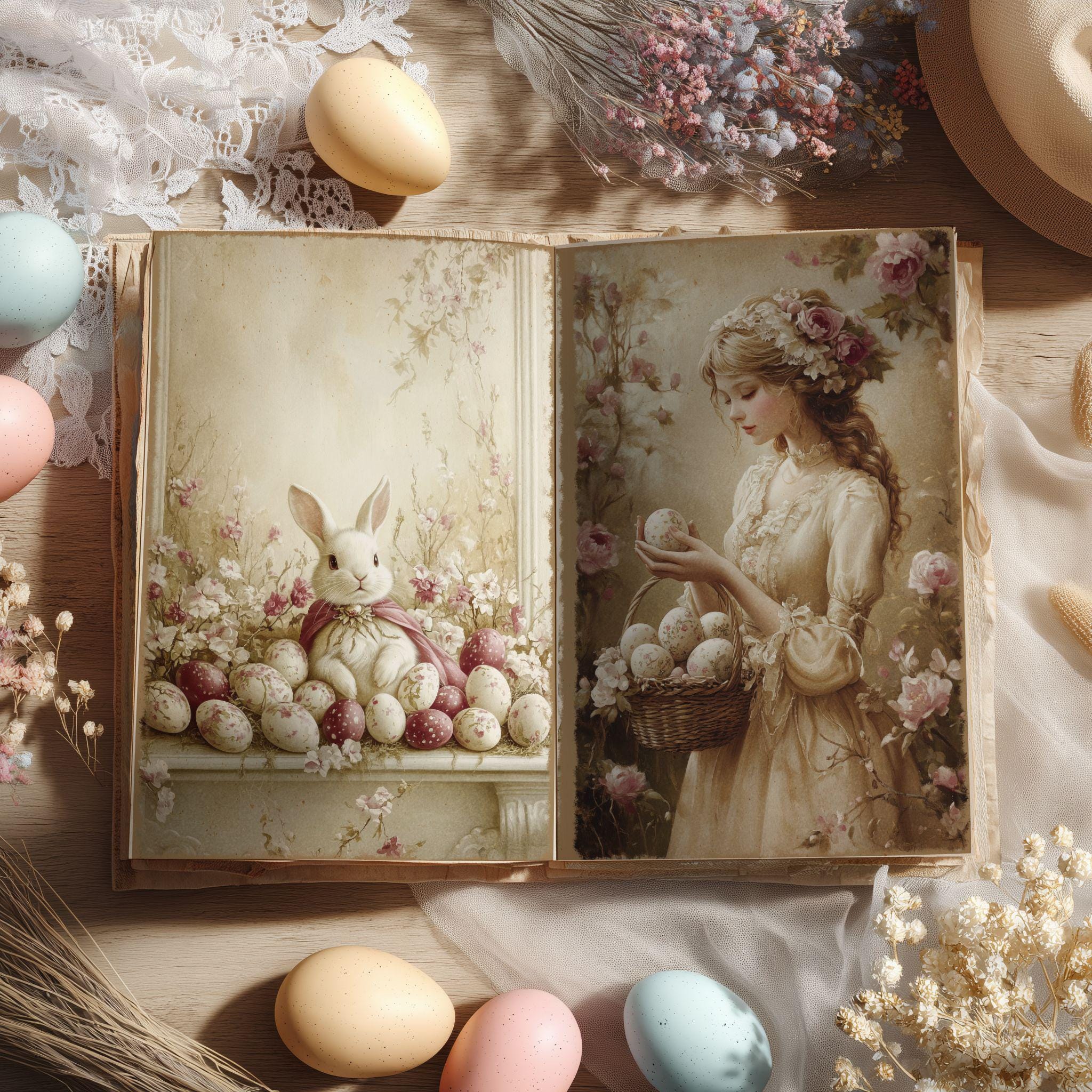 Vintage Easter Junk Journal Kit: Shabby Chic Ephemera (digital Download ...
