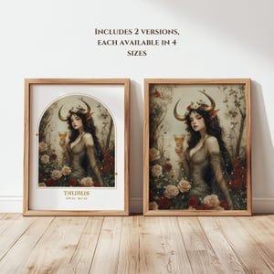 Segno zodiacale della dea del Toro, decorazione murale astrologica, stampa del tema natale, stampabile del Toro, poster etereo, download digitale istantaneo