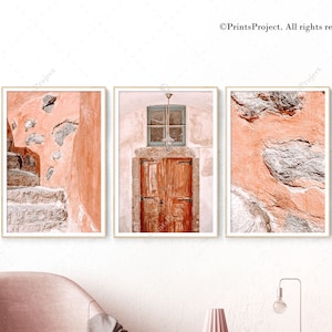 Santorini Wall Art Set: Burnt Orange Greece Architecture Prints (Digital Download)