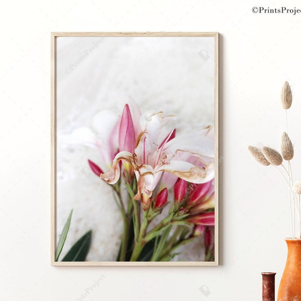 Flower Photography, Above Bed Art, French Country, Oversized Photography, Floral Printable, Pink and White, Romantic Bedroom Wall Art