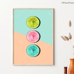Fruit Print, Modern Kitchen Decor, Half Slice, Digital Download, Tropical Fruit, Printable Poster, Dining Room Wall Art, Orange Fruit image 1