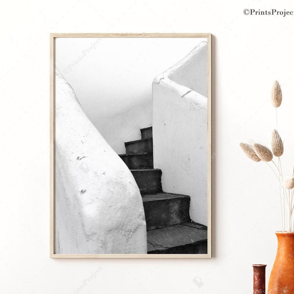 Minimal Photo Print, Staircase Wall Art, Black White, Minimalistic Art, Printable Poster, Fine Art Photography Prints, Instant Download