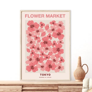 Print Tokyo Flower Market: retro Japanse bloemenposter (digitale download)