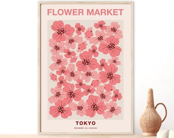 Tokyo Flower Market Print: Retro Japanese Floral Poster (Digital Download)