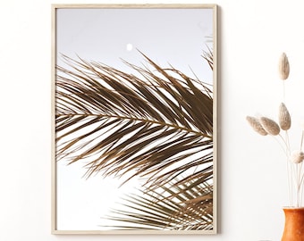 Palm Leaf Print: Beige Tropical Wall Art (Digital Download)