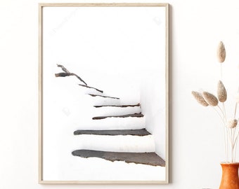 Minimalist Stairs Photography Print: Black and White Wall Art (Digital Print)