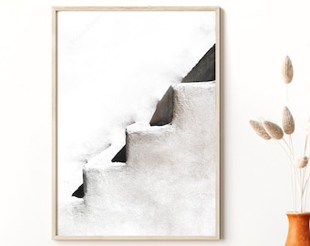 Impression d'escaliers, oeuvre d'art en noir et blanc, art mural minimaliste moderne, imprimable, téléchargement numérique, décoration d'entrée, mur de la galerie, oeuvre d'art, affiche