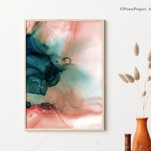 Pink & Blue Alcohol Ink Abstract Art Print (Digital Download)