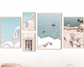 Santorini Greece Print Set: Mediterranean Architecture Photography (Digital Download)