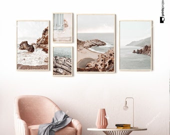 Coastal Beach Print Set: Neutral Pastel Ocean Waves (Digital Download)