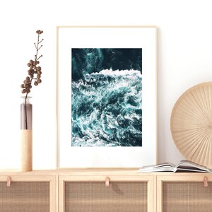 Ocean Waves, Aerial Photography, Blue Wall Art, Gift for Him, Downloadable Prints, Printable Poster, Sea Photos, Beach Decor, Sea Water image 2