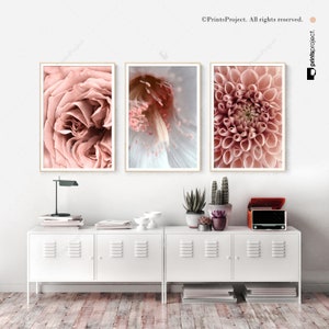 Pink Set of Wall Art Flower Photography Prints Download - Etsy