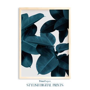 Blue Tropical Leaf Print: Botanical Wall Art (Digital Download)