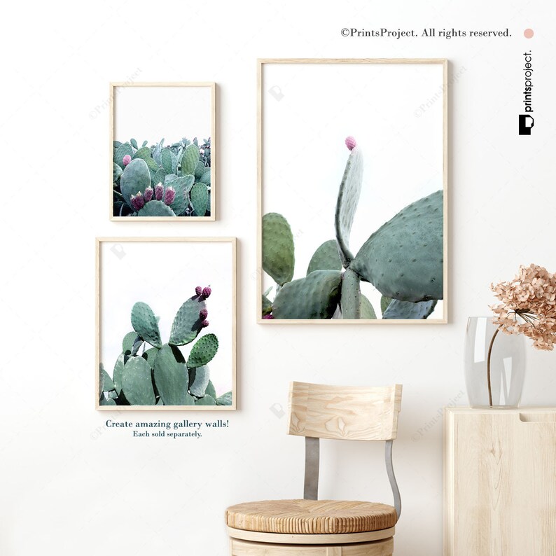 Cactus Print Large Cacti Wall Art Pastel Cacti Southwestern Etsy