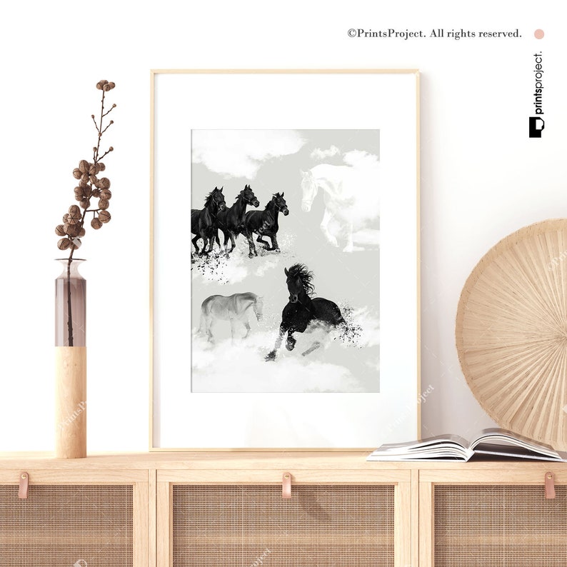 Equine Art Boho Chic Wall Art Neutral Colors Bohemian Earthy Decor Instant Download Digital Print Equestrian Gifts Horse Poster