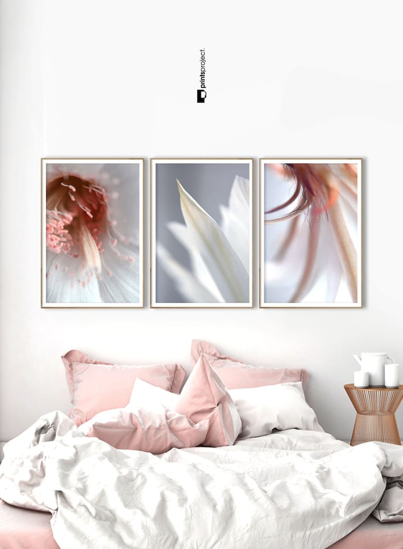 Set of 3 Prints for a Bedroom 3 Piece Wall Art Floral - Etsy