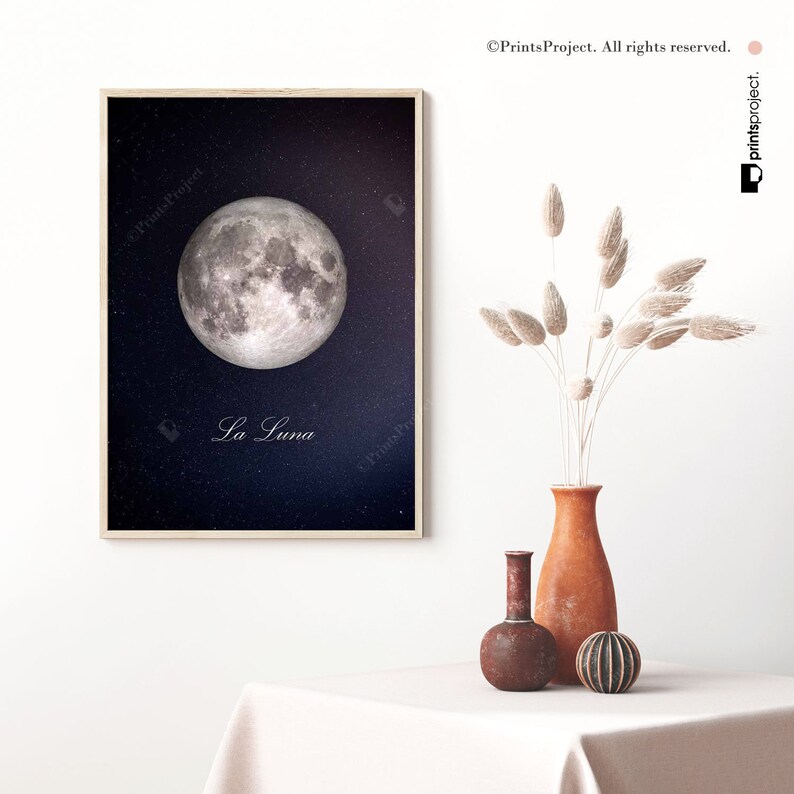 Full Moon Print La Lune Poster La Lune Wall Art Moon Print Full Moon Poster Full Moon La Luna Print Moon Poster La Luna Printable