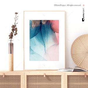 Blue Pink Abstract Print, Navy Blush Wall Art, Digital Download ...