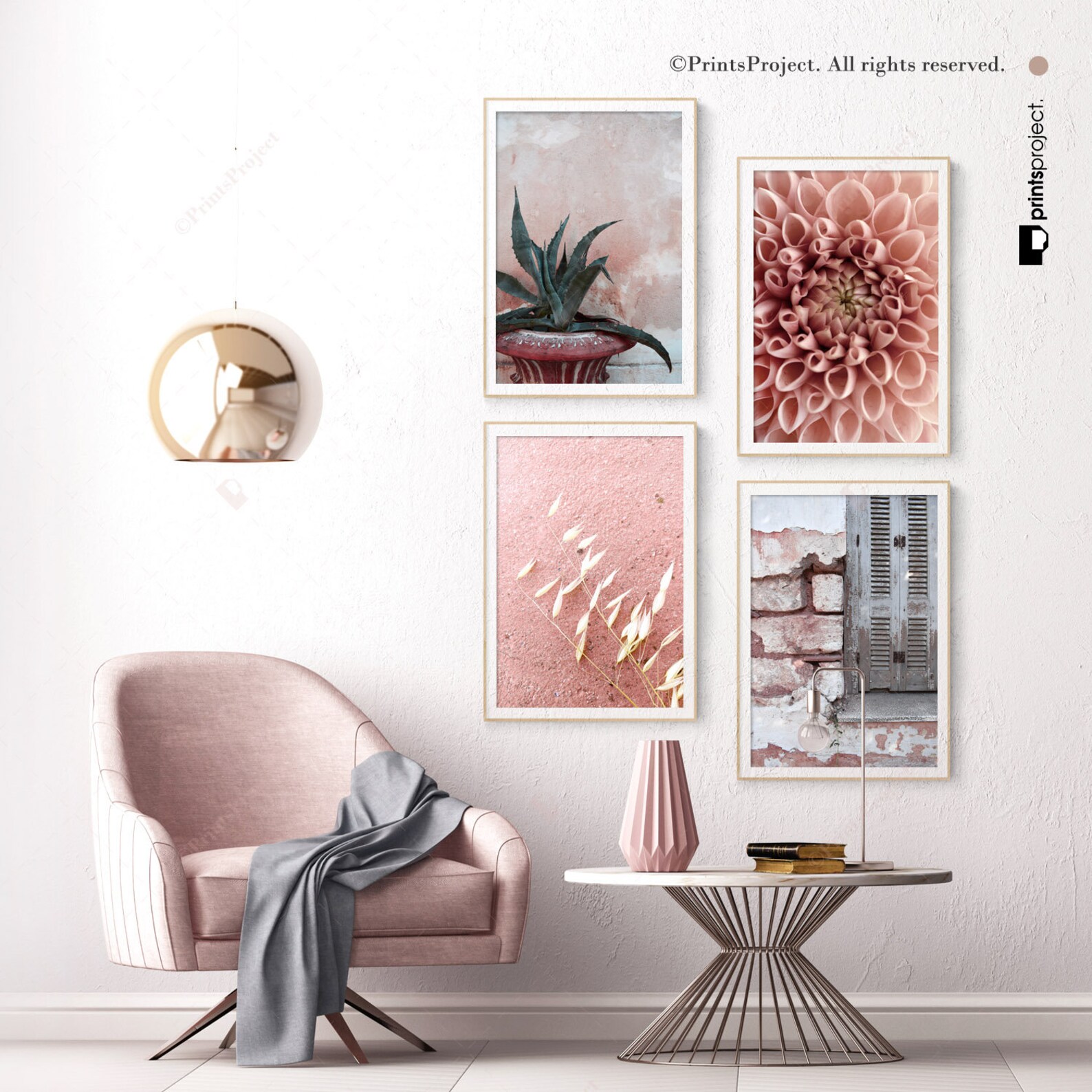 Set of 4 Prints Blush Pink Wall Art: Urban Photography | Etsy