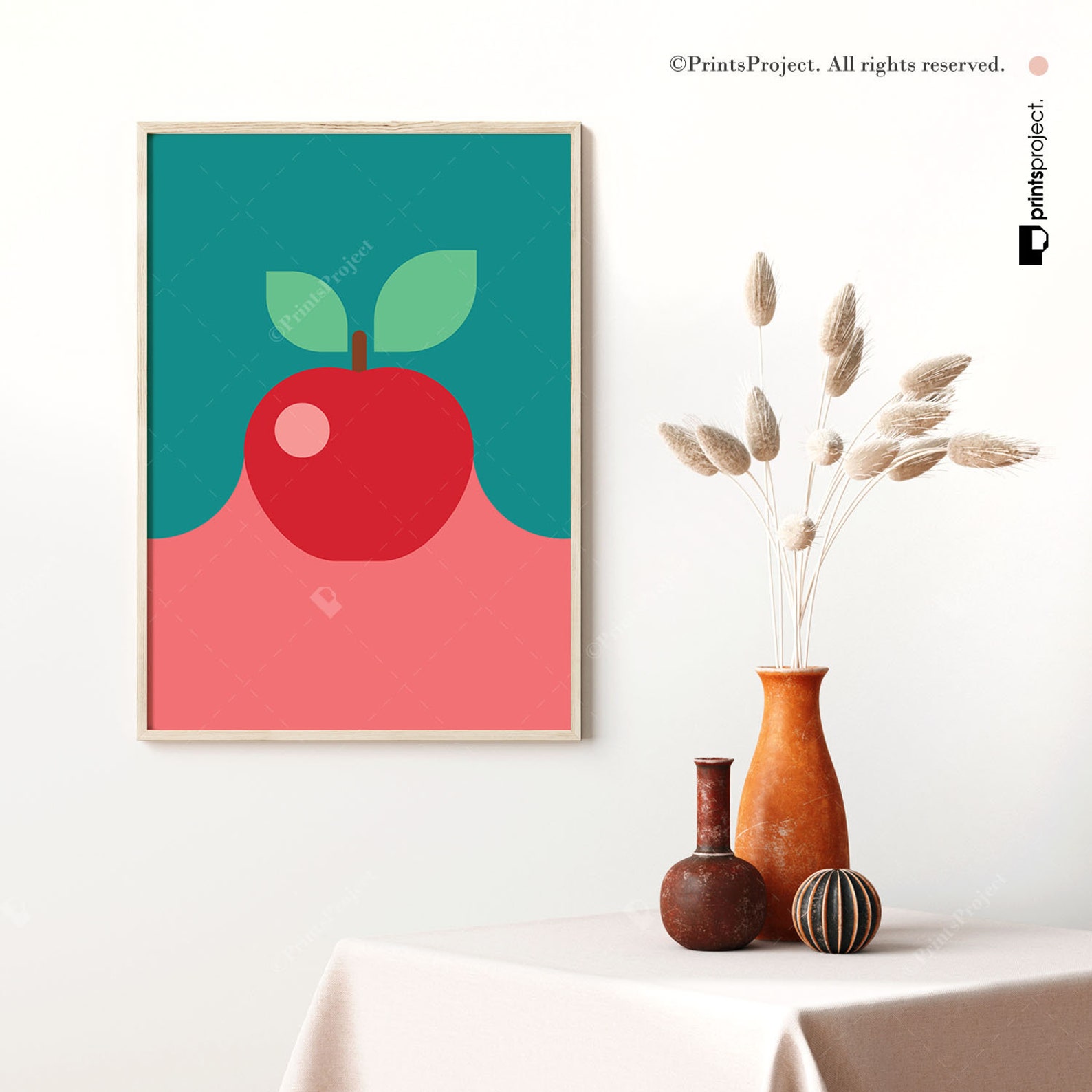 Apple Wall Art Kitchen Wall Art Blue and Red Digital Etsy