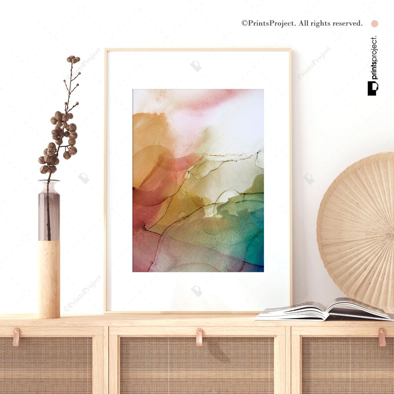 Large Abstract Art Yellow Green Wall Art Digital Download Etsy