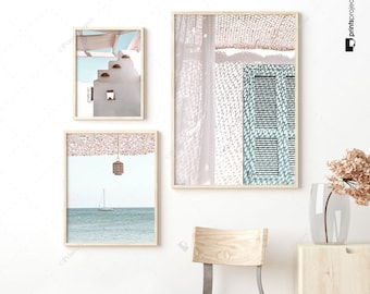 Greece Beach Print Set: Neutral Coastal Wall Art (Digital Download)