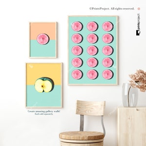 Pink and Blue Kitchen Wall Art, Digital Download, Fruits Print, Citrus Decor, Printable Poster, Vegan Gift, Half Slice, Grapefruit Art image 3