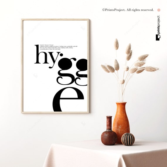 Hygge Print Definition Wall Art Black And White Danish Etsy