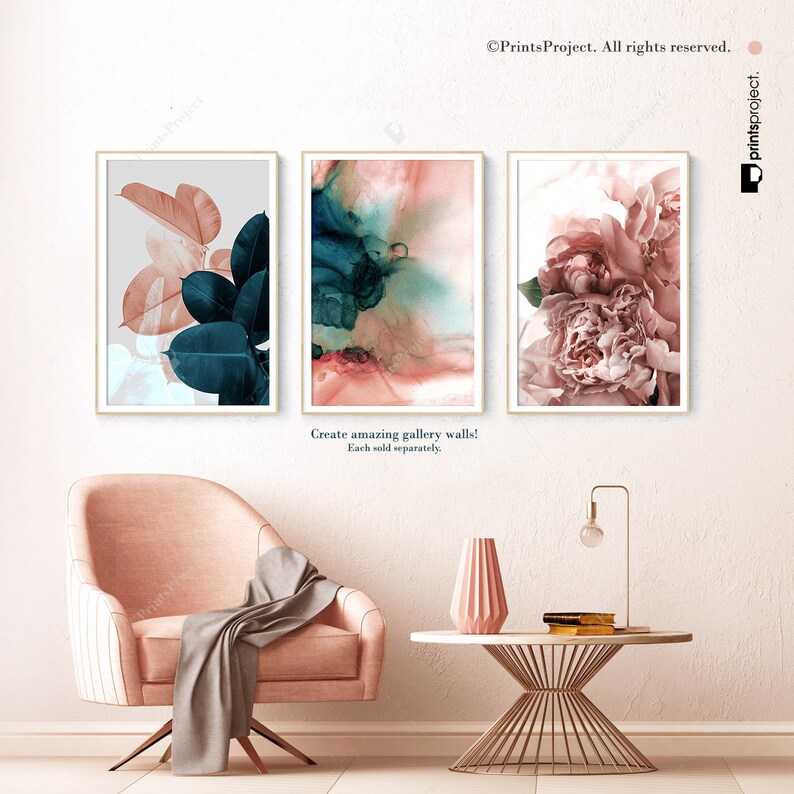 Blush Pink Peonies Print Boho Floral Wall Art Above Bed Etsy Australia