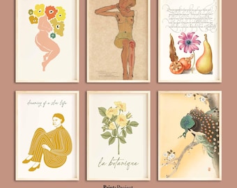 Vintage Gallery Wall Art Set: Egon Schiele, Ohara Koson (Digital Download)