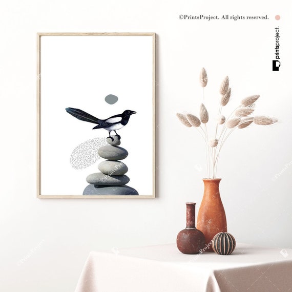 Minimalist Bird Art Print: Black and White Scandinavian Poster (Digital Download)