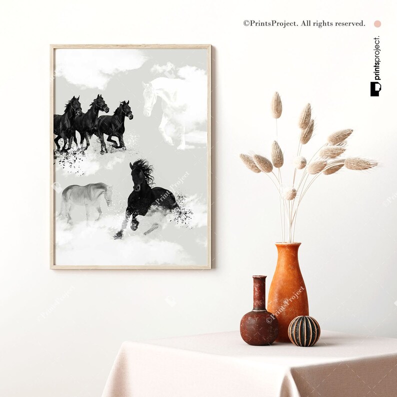 Equine Art Boho Chic Wall Art Neutral Colors Bohemian Earthy Decor Instant Download Digital Print Equestrian Gifts Horse Poster