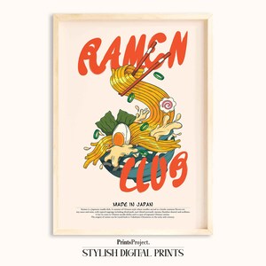 Ramen Poster, Vibrant Japanese Food Illustration, Asian Cuisine Print, Food lover Gift, Fun Wall Decor for Kitchen or Dining Room